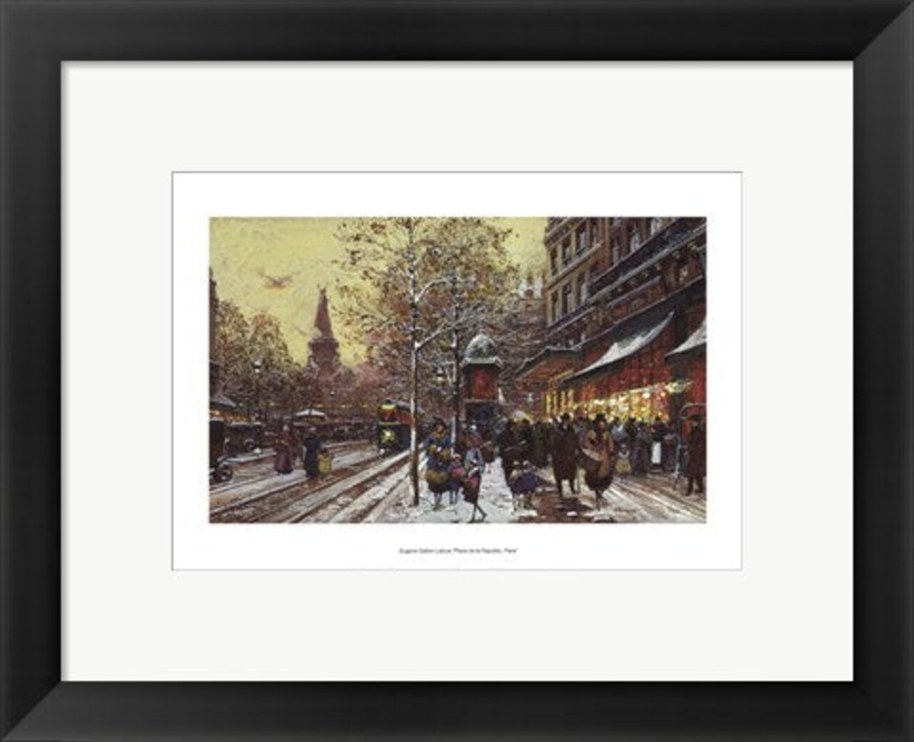Framed Art Place de la Republic, Paris by Eugene Galien-Laloue - Parisian Street Scene Wall